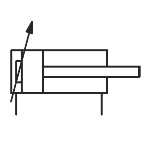 Double-acting cylinder with adjustable stroke and cushioning on one side symbol